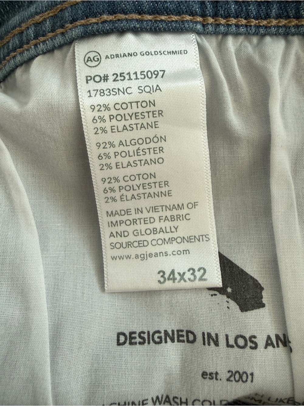 AG Adriano Goldschmied Tellis Modern Slim Denim Jeans NWT Size 34x32 - Picture 10 of 10